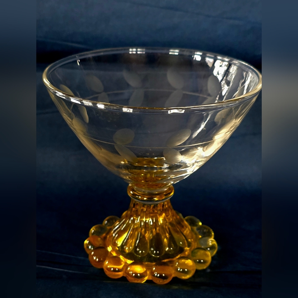 Anchor Hocking Vintage Cadmium Yellow Bubble Parfait Glasses Set Of 4 - Picture 3 of 6